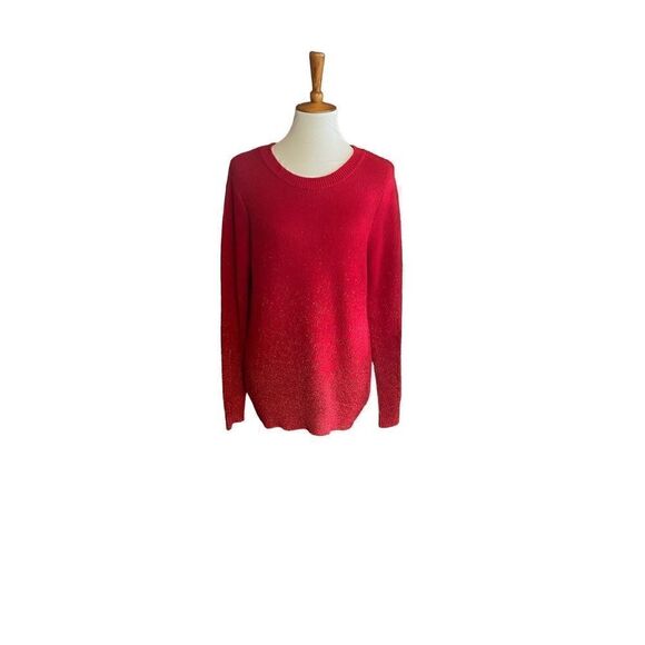 H&M Red Crewneck Holiday Sparkle Sweater L-EUC - Picture 9 of 11